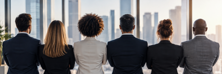 parità di genere rappresentata da professionisti 50% uomini e 50% donne